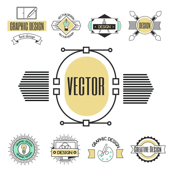 Grafische kunst design logo bedrijf identiteit decoratie Collectie abstracte zakelijke vorm en technologie moderne web geometrische label vectorillustratie. — Stockvector