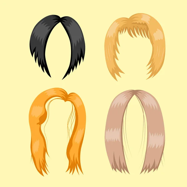 Conjunto de mujer cabello estilo vector ilustración joven silueta marrón salud color corte de pelo — Archivo Imágenes Vectoriales