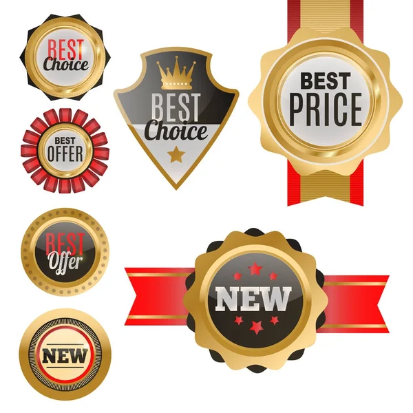 Set of vector badges shop product sale best price stickers and buy commerce advertising tag symbol discount promotion vector illustration. — Stock Vector