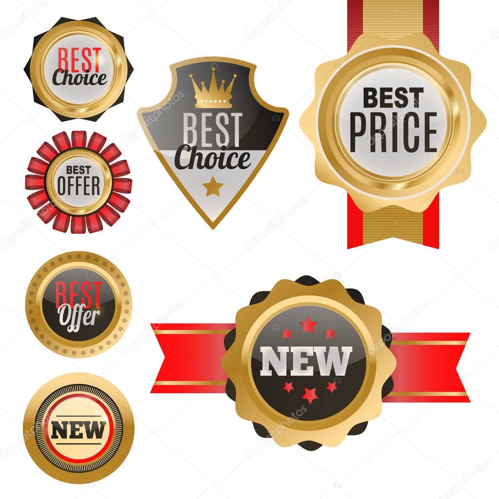 Set of vector badges shop product sale best price stickers and buy commerce advertising tag symbol discount promotion vector illustration.