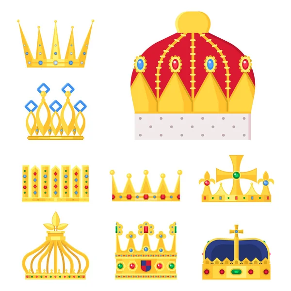 Korona király szüreti prémium fehér jelvény heraldikai dísz luxus kingdomsign vektoros illusztráció. — Stock Vector