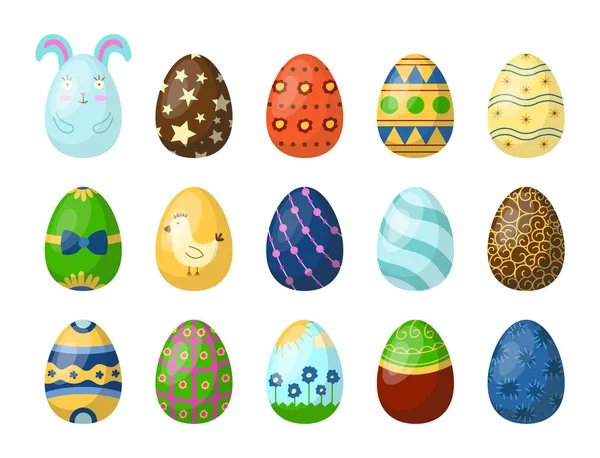 Πασχαλινά αυγά βαμμένα με άνοιξη μοτίβο multi έγχρωμο βιολογικών τροφίμων διακοπών παιχνίδι διανυσματικά εικονογράφηση. — Διανυσματικό Αρχείο