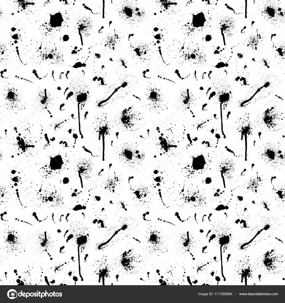 Macchie di inchiostro spruzza splatter senza cuciture sfondo grunge disegno bianco e nero e arte sfondo disordinato colore liquido sporco spruzzo grafico