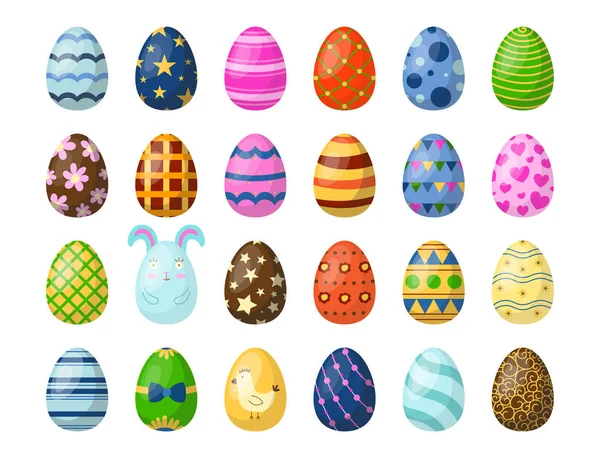 Oeufs de Pâques peints avec motif de printemps multi coloré bio nourriture jeu de vacances illustration vectorielle . — Image vectorielle