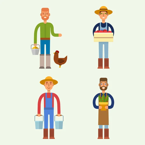 Mezőgazdasági termelő karakter ember mezőgazdasági személy szakma vidéki Kertész dolgozó emberek vektoros illusztráció. — Stock Vector