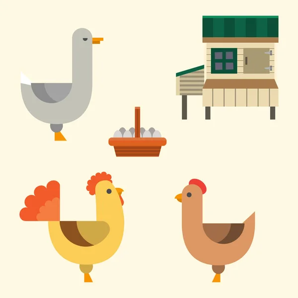 Icône de ferme illustration vectorielle nature récolte alimentaire céréales agriculture différents animaux caractères . — Image vectorielle