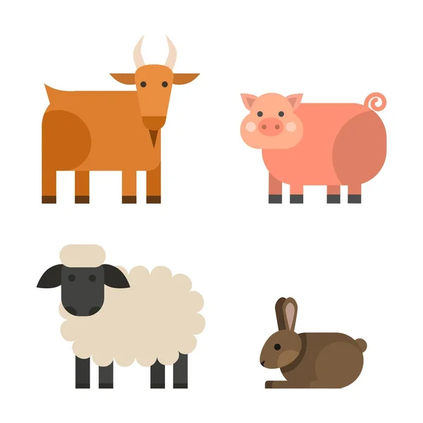 Boerderij pictogram vector illustratie natuur voedsel oogsten van graan landbouw verschillende dieren tekens. — Stockvector