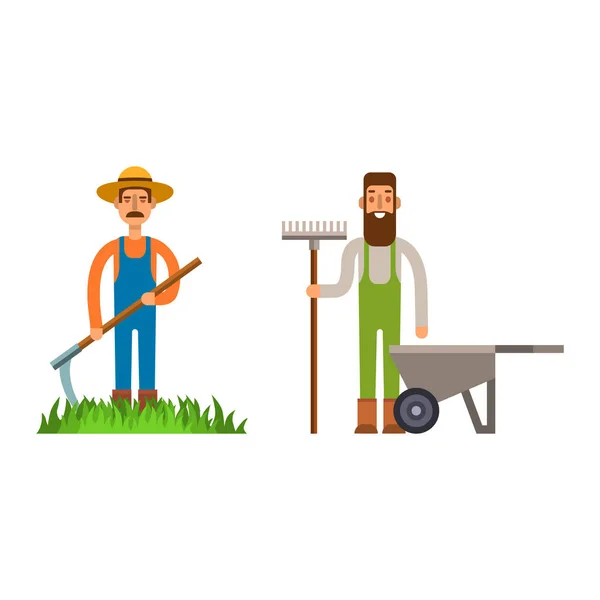 Ilustracja wektorowa rolnik charakter człowieka rolnictwo osoba zawód wiejskiej ogrodnik pracownik osób. — Wektor stockowy