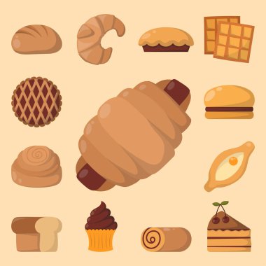 Kurabiye kek izole lezzetli aperatif lezzetli çikolata ev yapımı pasta bisküvi vektör çizim