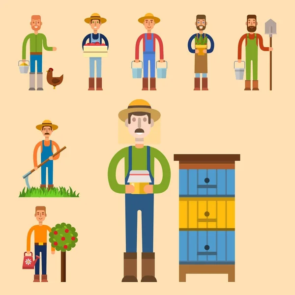 Agriculteur personnage homme agriculture personne profession jardinier rural travailleur personnes illustration vectorielle . — Image vectorielle