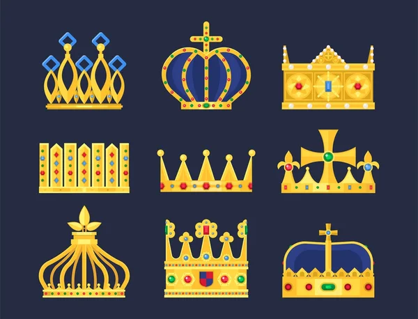 Korona király szüreti prémium fehér jelvény heraldikai dísz luxus kingdomsign vektoros illusztráció. — Stock Vector