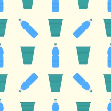 Su teslimat vektör Dikişsiz desen arka plan içki şişe plastik mavi kapsayıcı iş Servisi.