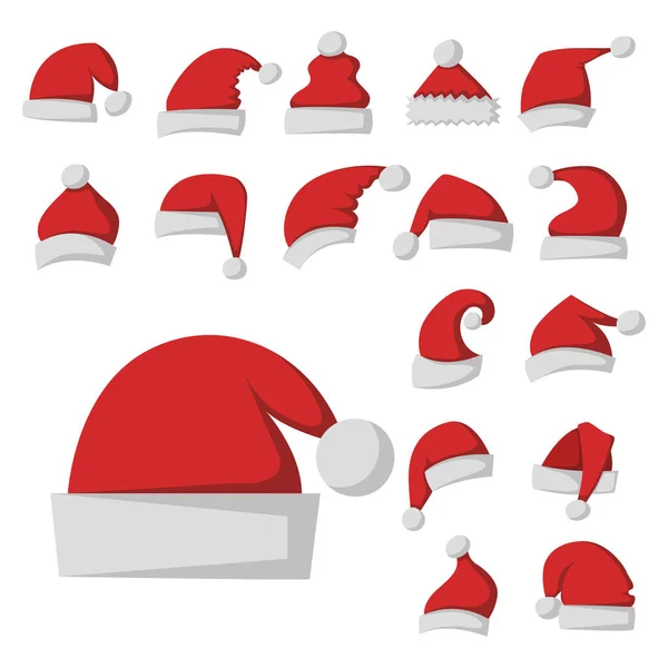 Santa claus fashion Röd hatt modern elegans cap xmas semester topp vinterkläder vektor illustration. — Stock vektor