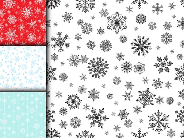 Copo de nieve vector inconsútil patrón clima invierno tradicional diciembre envoltura papel navidad fondo . — Vector de stock
