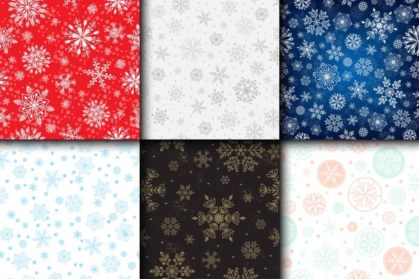 Snowflake vector seamless pattern weather traditional winter december wrapping paper christmas background. — Stock Vector