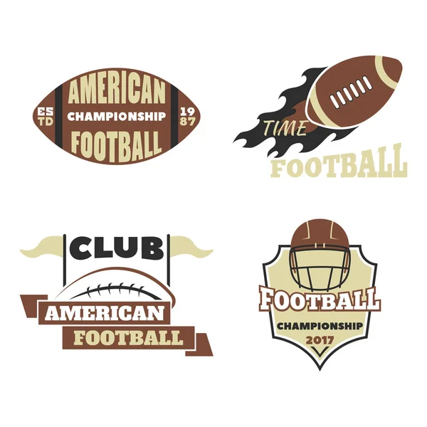Amerikan Futbol Şampiyonası rozet şablon spor takımı ile top logo Yarışması vektör için. — Stok Vektör