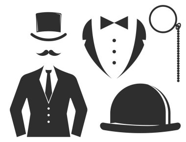 Vintage tarzı tasarım hipster beyefendi vektör siyah illüstrasyon siluet tasarım bıyık öğesi.