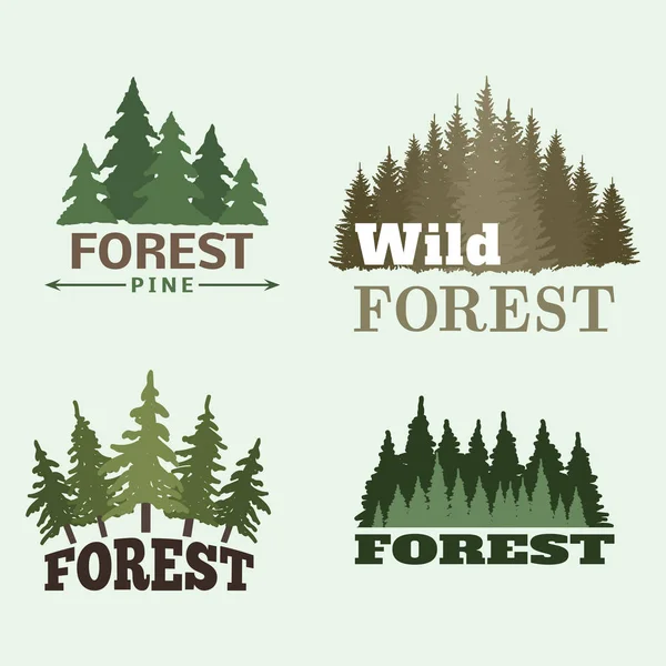 Arbre voyage extérieur vert silhouette forêt badge conifères logo naturel insigne dessus pin épinette vecteur . — Image vectorielle