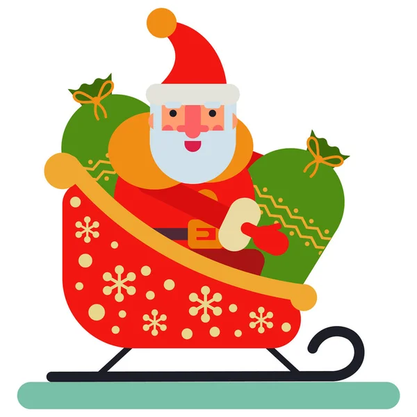 Navidad Santa Claus trineo vector carácter Año Nuevo Navidad ilustración para trineo aislado ilustración — Vector de stock