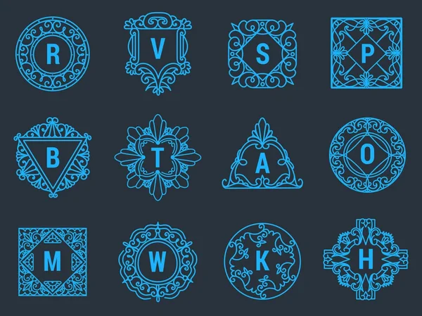 Monogram vektor brev emblem Logotypdesign vintage prydnad logga blommig elegant ram dekorativa personliga namn branding eller bröllop ikon illustration — Stock vektor