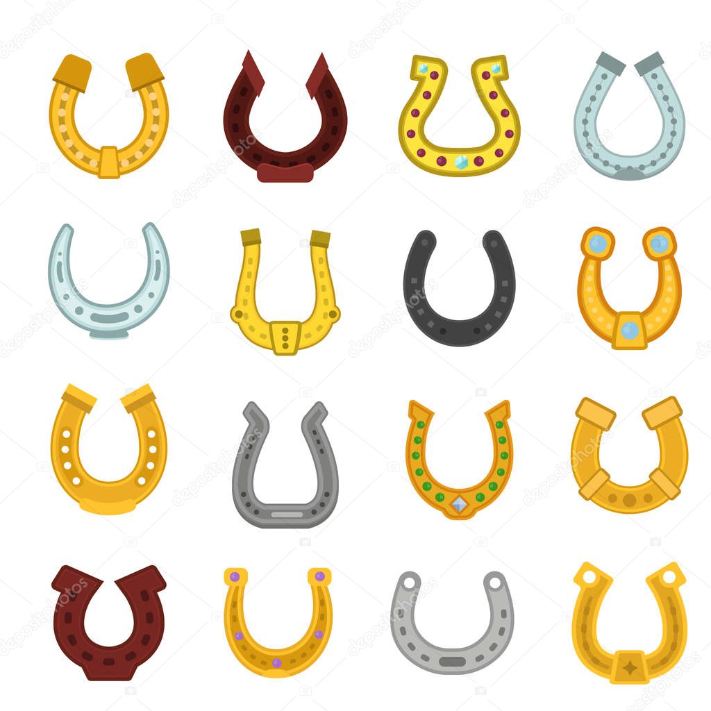 Horseshoe vector luck horse hoof shoe lucky symbol fortune talisman icons animal leg illustration. Symbols of Good Luck talisman or heraldic mascot