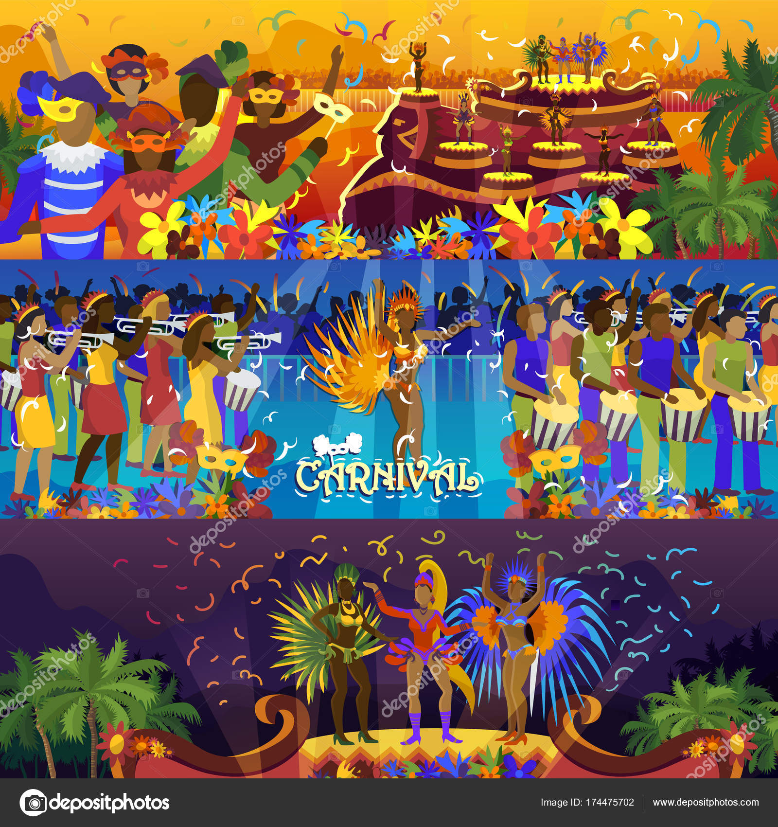 Vector brazil carnival rio festival celebration brazilian