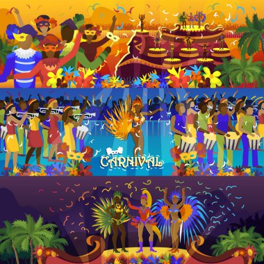 Parti carnaval geleneksel kostüm Güney tatil dansçı illüstrasyon afiş vektör Brezilya karnaval rio Festivali kutlama Brezilyalı kızlar dansçılar samba