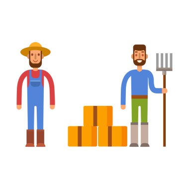 Çiftçi karakter adam tarım meslek kırsal bahçıvan çalışan insanların illüstrasyon vektör.