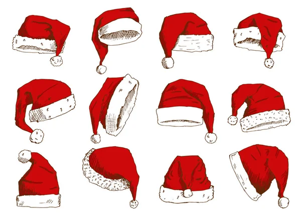 Christmas jultomten hatt vektor noel isolerade illustration nyår kristna Xmas party designelement dekoration hatt — Stock vektor