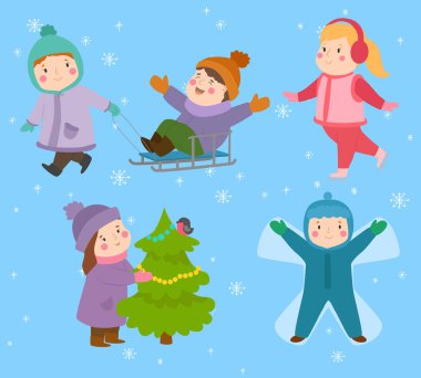 Kış Noel oyun bahçesi çocuk spor oyun çeşitleri kartopu, buz pateni, kiddy tatil oyun zamanı çocuklar