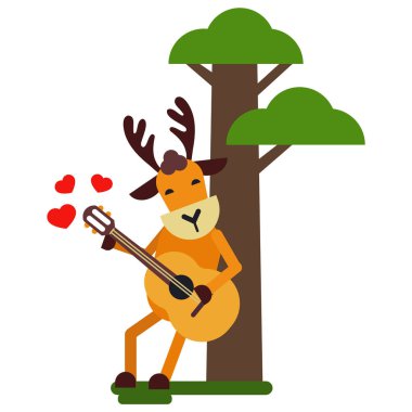 Noel şirin Ren geyiği belirt vektör yeni yıl çizim geyik hayvan atlı kızak için