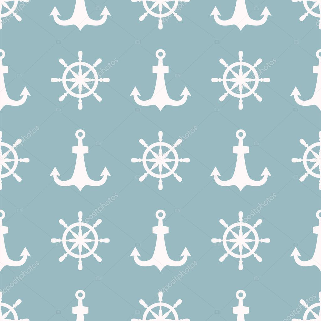 Vintage retro anchor badge vector seamless pattern sea ocean graphic nautical anchorage symbol illustration