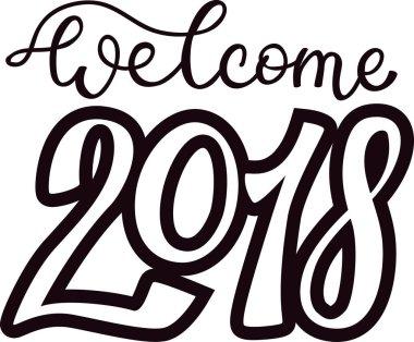 tatil takvimi için 2018 mutlu yeni yıl siyah metin logo baskı tasarım veya Sunni Noel yeni doğan yıllık parti illüstrasyon