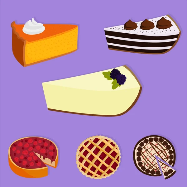 Pastel orgánico casero postre vector ilustración fresco rústico de oro panadería gourmet . — Vector de stock