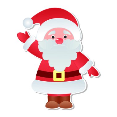 Noel Noel Baba vektör simge karakter Xmas adam kırmızı geleneksel kostüm şirin Santa hat illüstrasyon pozlar.