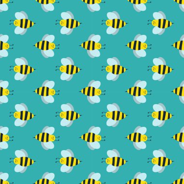 Dikişsiz desen bal doğa nector çizgi film tatlı sarı arı yaz işçi hata el çekilmiş.