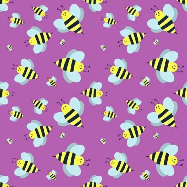 Dikişsiz desen bal doğa nector çizgi film tatlı sarı arı yaz işçi hata el çekilmiş.