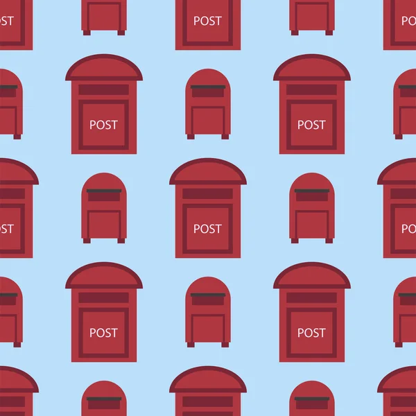 美しい農村道路脇のシームレス パターン セマフォ フラグ postbox ベクトル イラスト郵便メールボックス — ストックベクタ