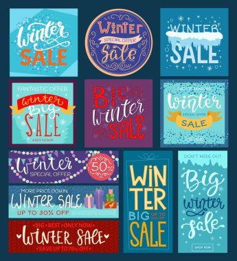 Noel kış satış vektör satılabilir kış Xmas reklam büyük teklif afiş reklam afiş illüstrasyon hediyeler için alışveriş