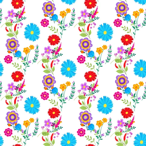 Naturaleza flor ilustración inconsútil patrón fondo floral verano vector — Vector de stock