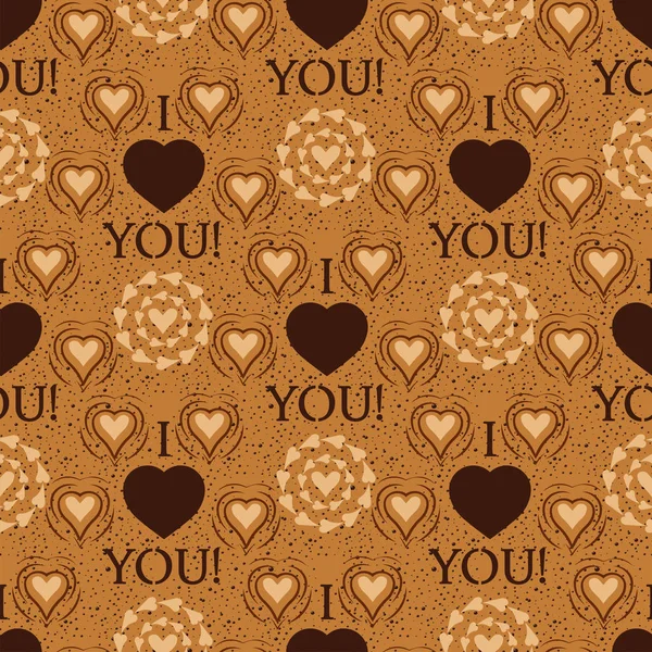 I love you text heart sharp vector seamless pattern background card beautiful celebran brillante emoticono símbolo vacaciones arte abstracto decoración . — Archivo Imágenes Vectoriales