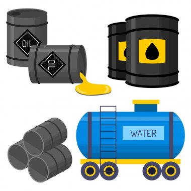 Petrol davul konteyner yakıt varil satır Çelik varil kapasiteli doğal metal eski bağırsakları kimyasal gemi vektör çizim tankları