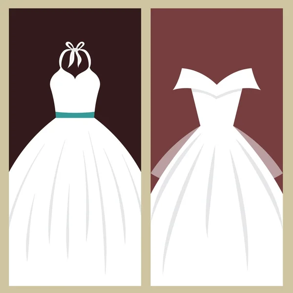 Hochzeit Braut Kleid Karte Eleganz Stil Feier Braut Dusche Zusammensetzung Vektor Illustration — Stockvektor