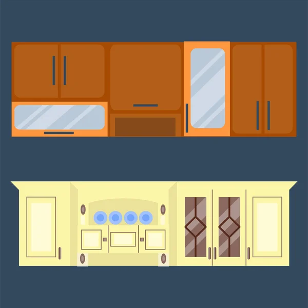 Intérieur résidentiel de cuisine moderne dans un manoir de luxe. Architecture de maison nouveau mobilier moderne illustration vectorielle . — Image vectorielle