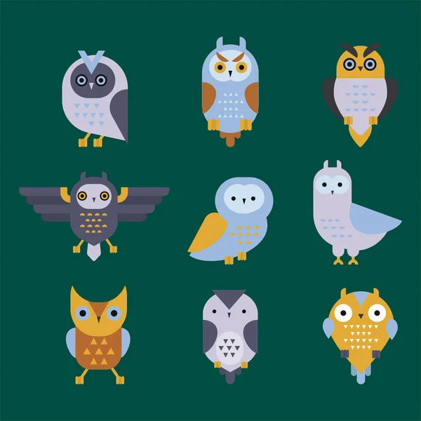 Cartoon hibou oiseau personnage mignon symbole sommeil doux owlet vecteur illustration . — Image vectorielle