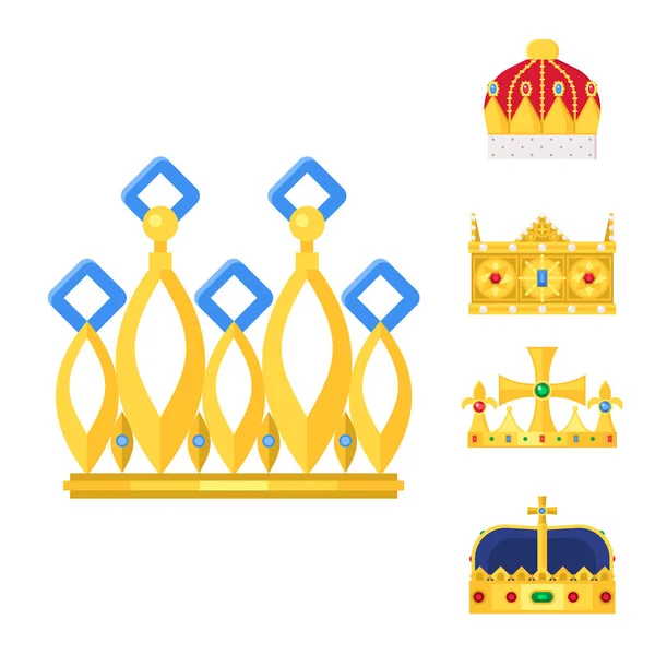 Korona király szüreti prémium fehér jelvény heraldikai dísz luxus kingdomsign vektoros illusztráció. — Stock Vector