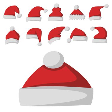 Noel Baba moda kırmızı şapka modern zarafet kap kış xmas tatil üstlük illüstrasyon vektör.