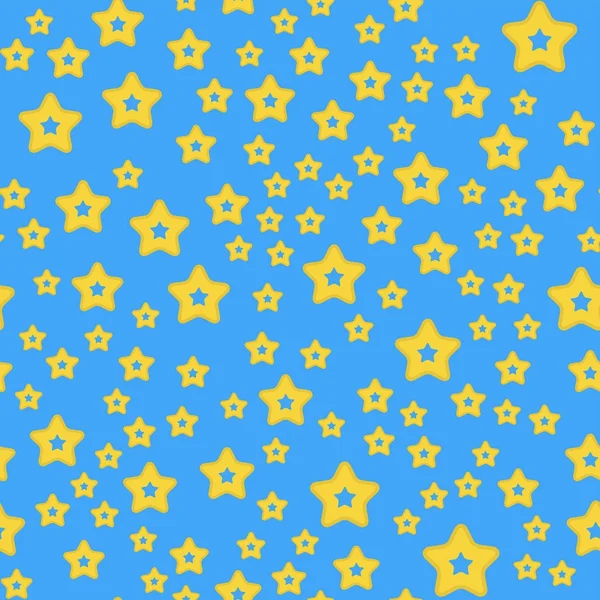 Блестящие звезды стиль бесшовный узор пятиугольная золотая награда абстрактный дизайн каракули ночь художественного фона векторная иллюстрация . — стоковый вектор