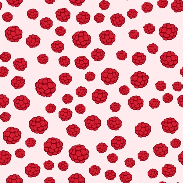 Framboise motif sans couture fraîche baie rouge fond mûr végétarien ingrédient été dessert vecteur illustration — Image vectorielle