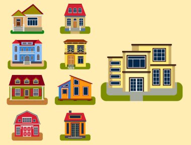 Tarihi şehir modern dünyanın en ünlü farklı ev ön yüzü cephe vektör çizim inşa ziyaret